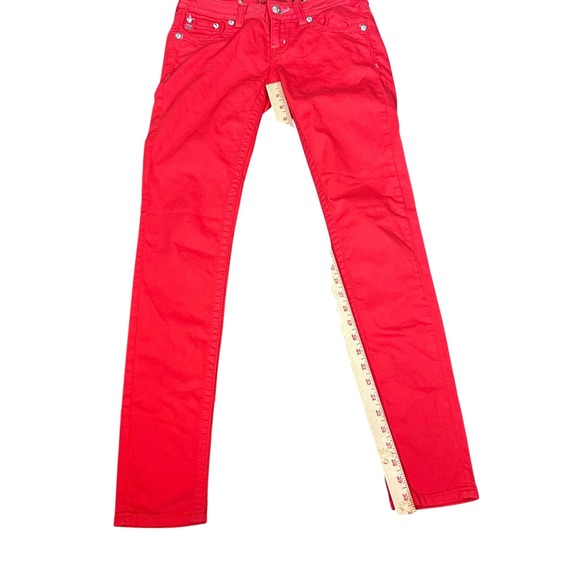 Miss Me Skinny Jeans Women 26 Red JP5335S8 Embroidered Rhinestone Pockets - Picture 7 of 14